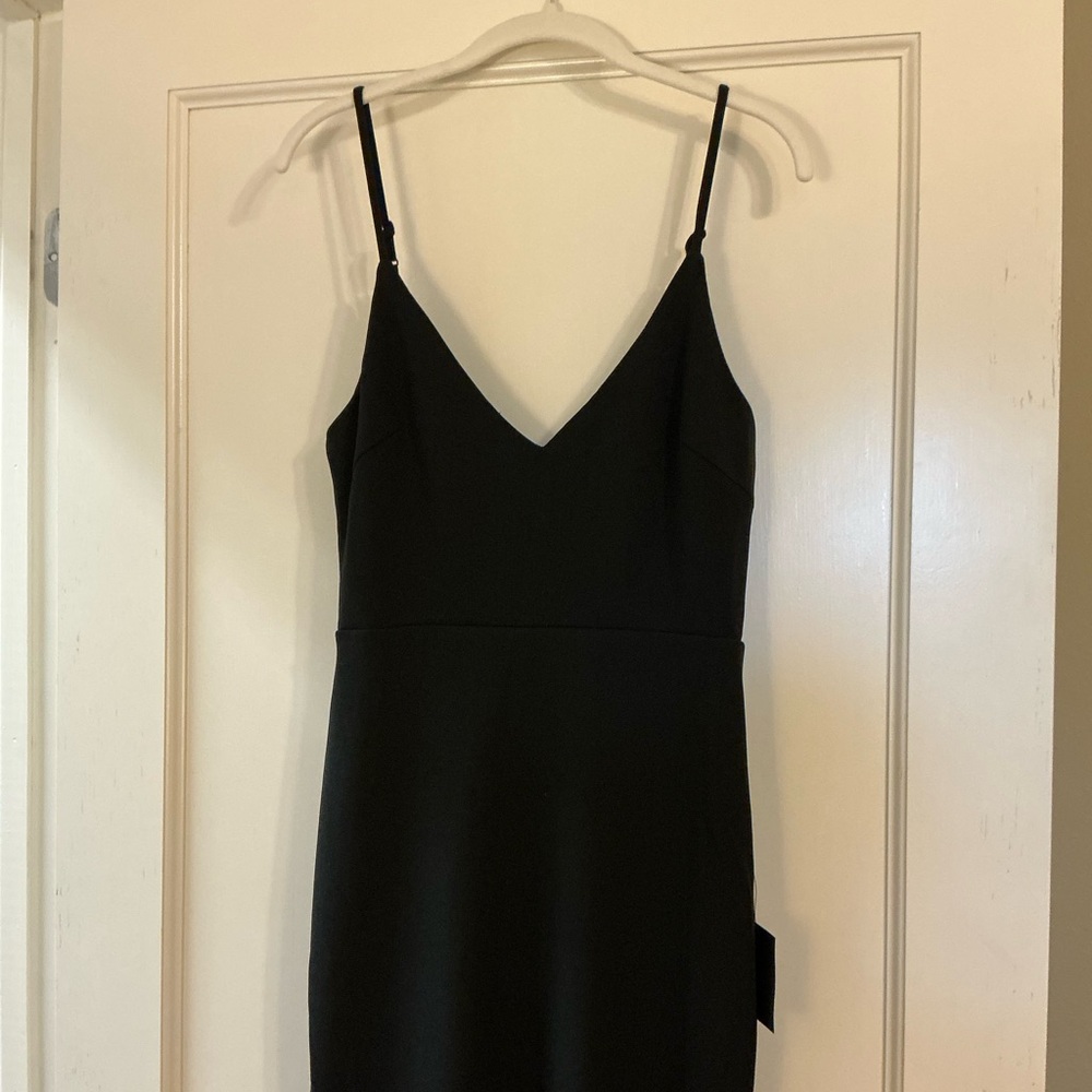 Lulu's Black Sheath Cocktail Dress Spaghetti Strap